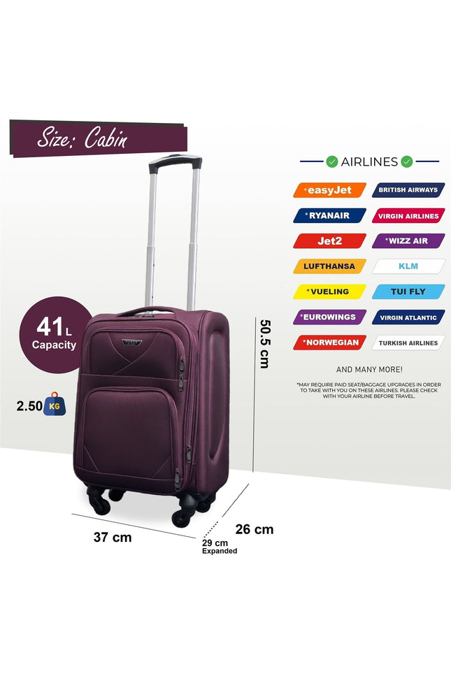 Nagoya Cabin Soft Shell Suitcase in Purple