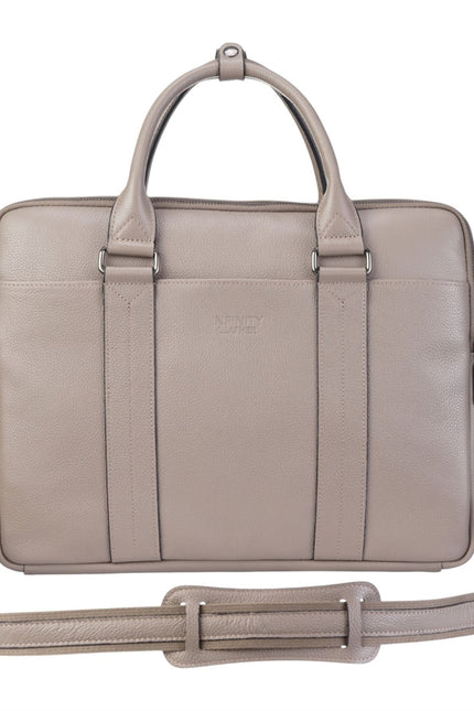 Genuine Leather Grey Laptop Business Briefcase Office Work Travel Bag - Sutton