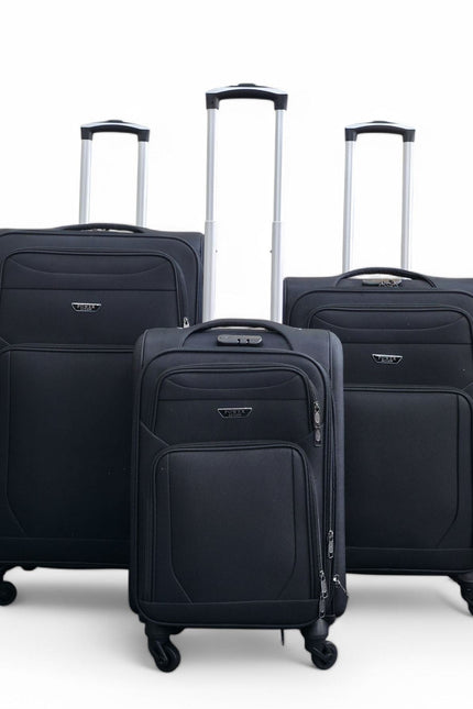 Nagoya Set of 3 Soft Shell Suitcase in Black