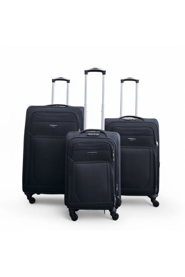 Nagoya Set of 3 Soft Shell Suitcase in Black