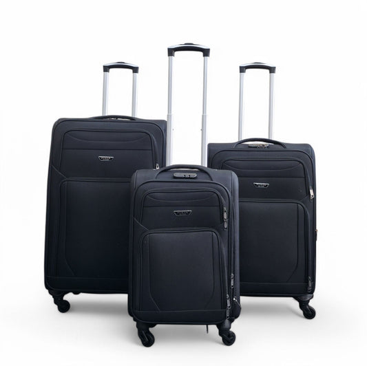Nagoya Set of 3 Soft Shell Suitcase in Black