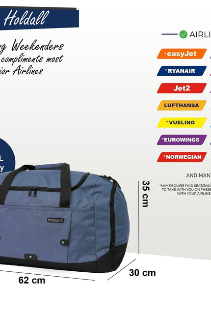 Extra Large Duffel Weekend Holdall Carry-On Cabin Bag Gym Sports Travel Bag Navy