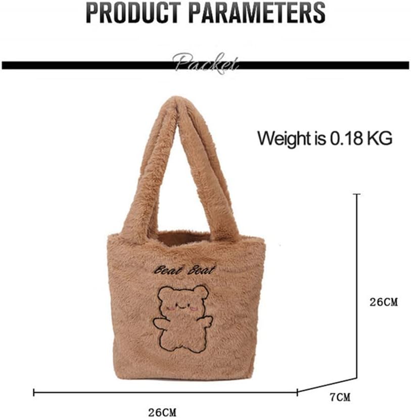 Fluffy Tote Bag Underarm Bag Ladies Fluffy Shoulder Bag Women Furry Knitted BearsTote Bag Plush Handbag for Autumn and Winter Women Cute Fluffy Crossbody Bag Shoulder Bags For Women Girls