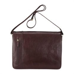 Genuine Leather Brown Laptop Satchel Messenger Shoulder Bag - Astor