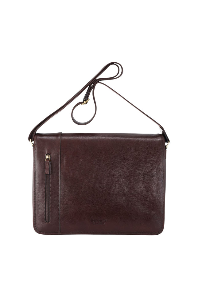 Genuine Leather Brown Laptop Satchel Messenger Shoulder Bag - Astor