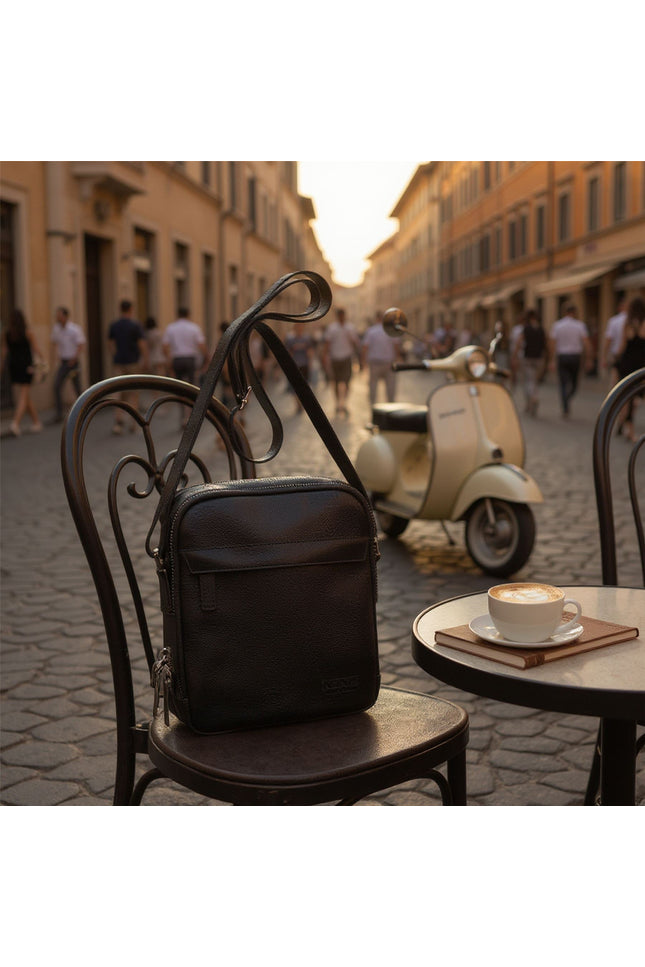Genuine Leather Black Vintage Messenger Crossbody Travel Bag - Hawthrone
