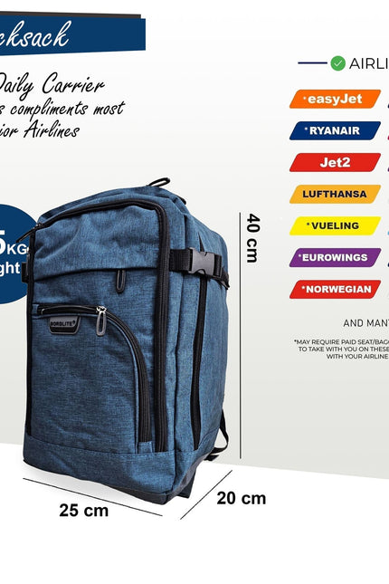 Backpack Rucksack 40x20 x25 cm Underseat Travel Cabin Bag for Easy Jet, Ryanair Teal