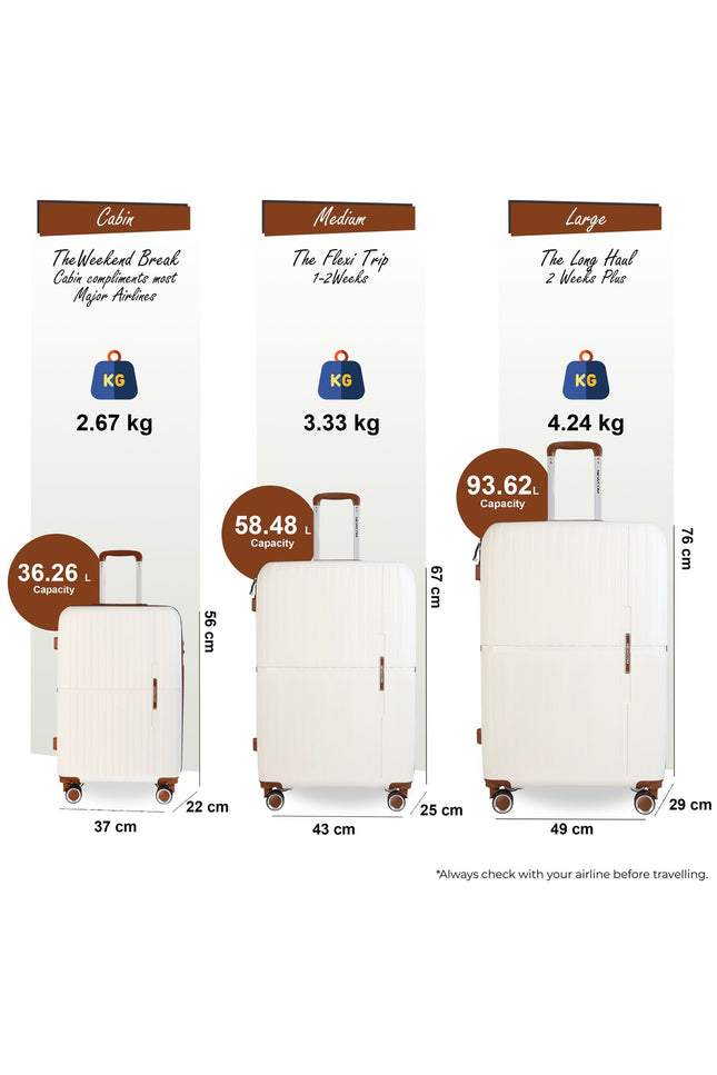 Corowa Set of 3 Hard Shell Suitcase in White