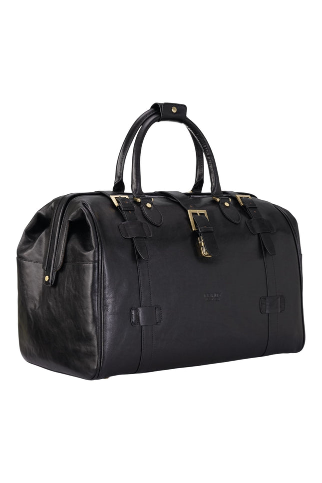Genuine Leather Black Duffle Holdall Vintage Travel Gym Bag - Windsor