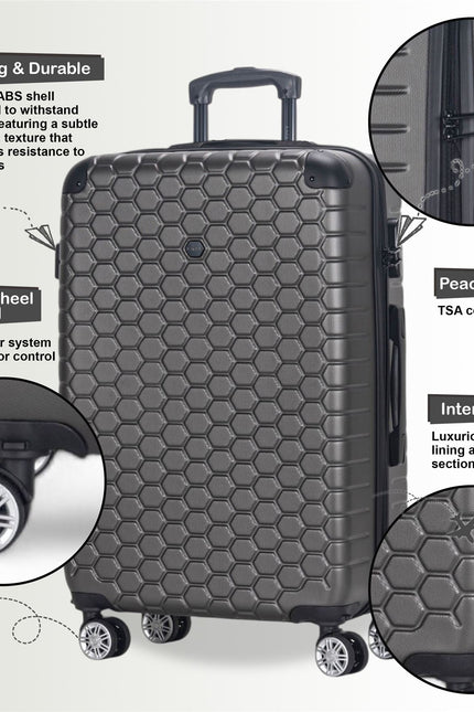 Noda Set of 4 Hard Shell Suitcase in Charcoal