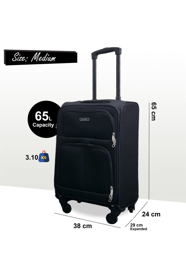 Tahara Medium Soft Shell Suitcase in Black
