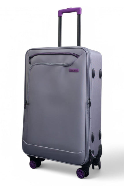 Handa Medium Soft Shell Suitcase in Grey