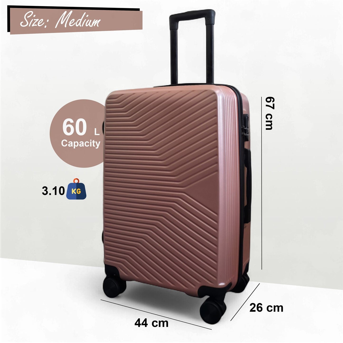 Junee Medium Hard Shell Suitcase in Rose Gold