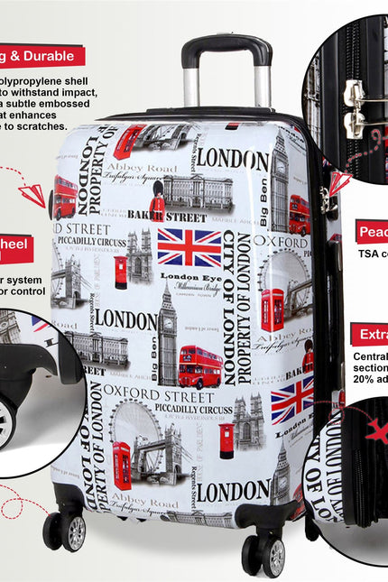 Cooma Cabin Hard Shell Suitcase London in Black Flower