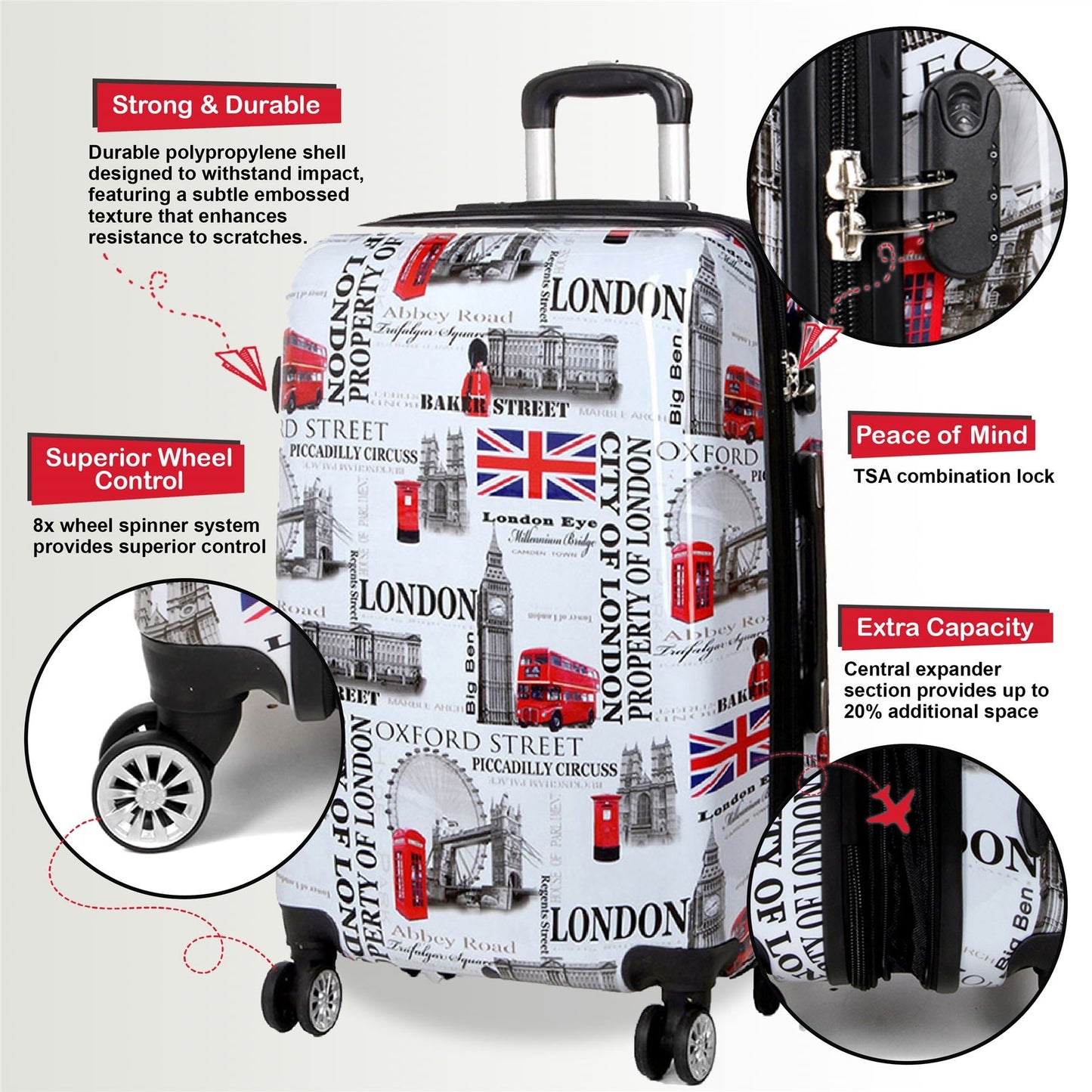 Cooma Cabin Hard Shell Suitcase London in Black Flower