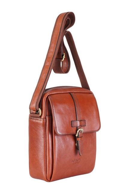 Genuine Leather Tan Vintage Crossbody Messenger Travel Bag - Ashby