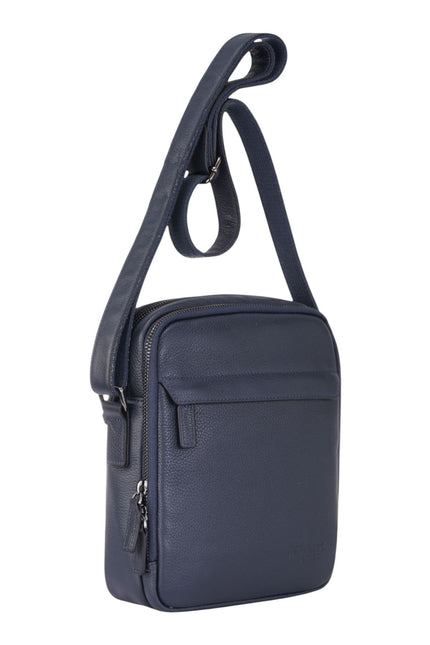 Genuine Leather Navy Vintage Messenger Crossbody Travel Bag - Hawthrone