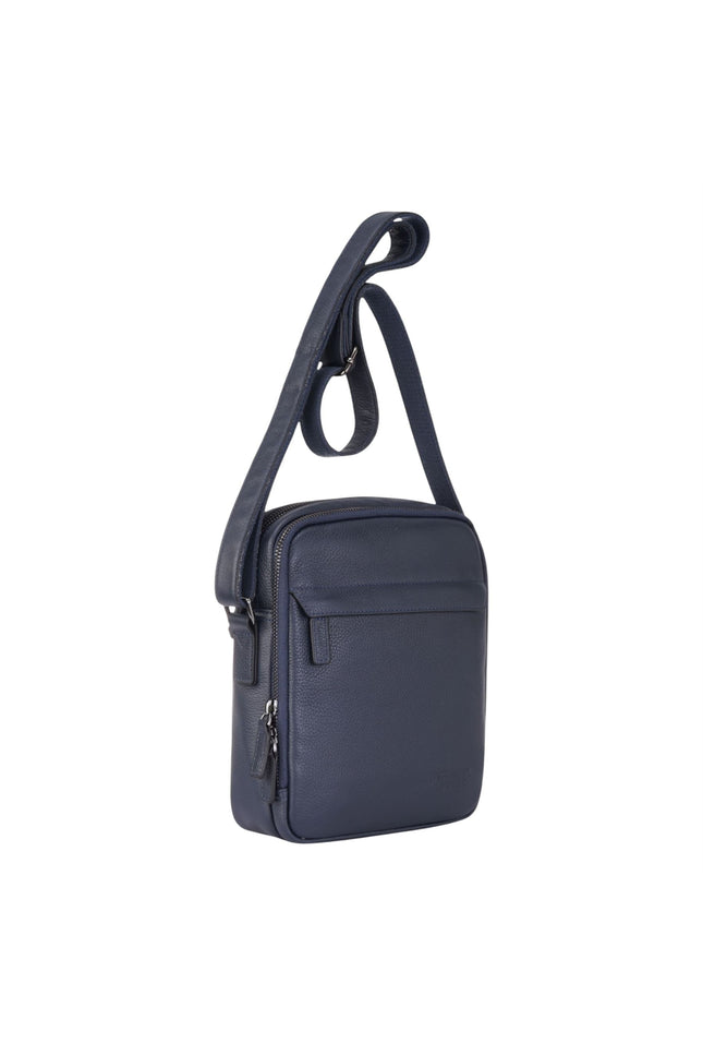 Genuine Leather Navy Vintage Messenger Crossbody Travel Bag - Hawthrone