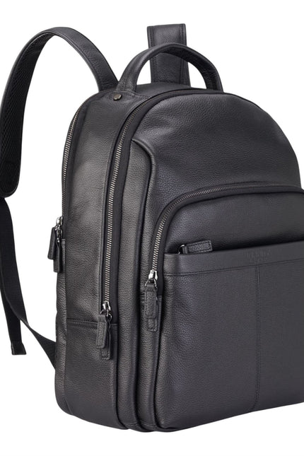 Genuine Leather Black Vintage Rucksack Laptop Bag Travel Backpack - Capri