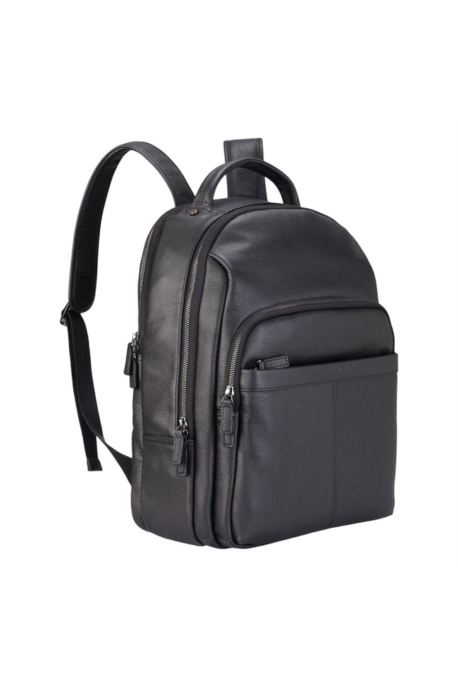 Genuine Leather Black Vintage Rucksack Laptop Bag Travel Backpack - Capri