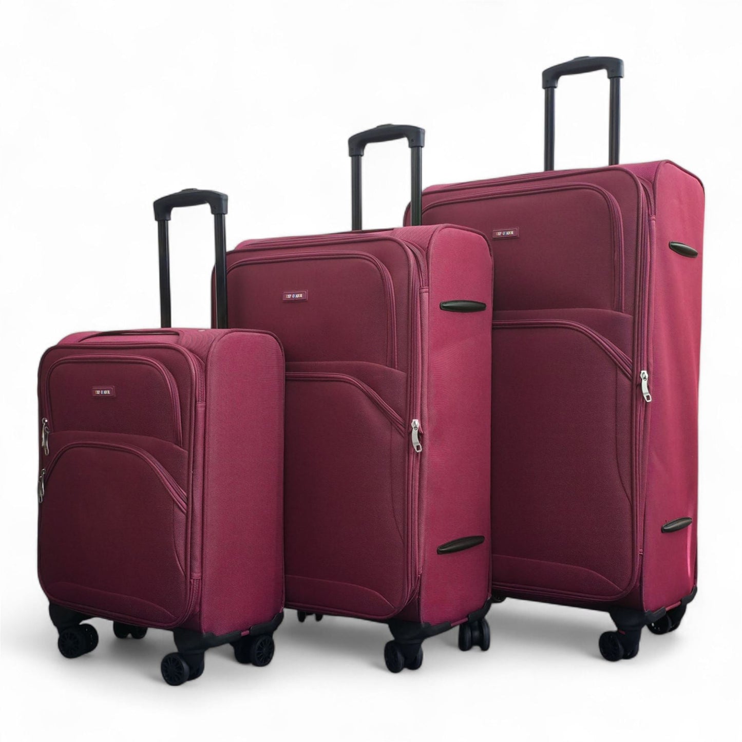 Gosford Set of 3 Soft Shell Suitcase in Burgundy Red