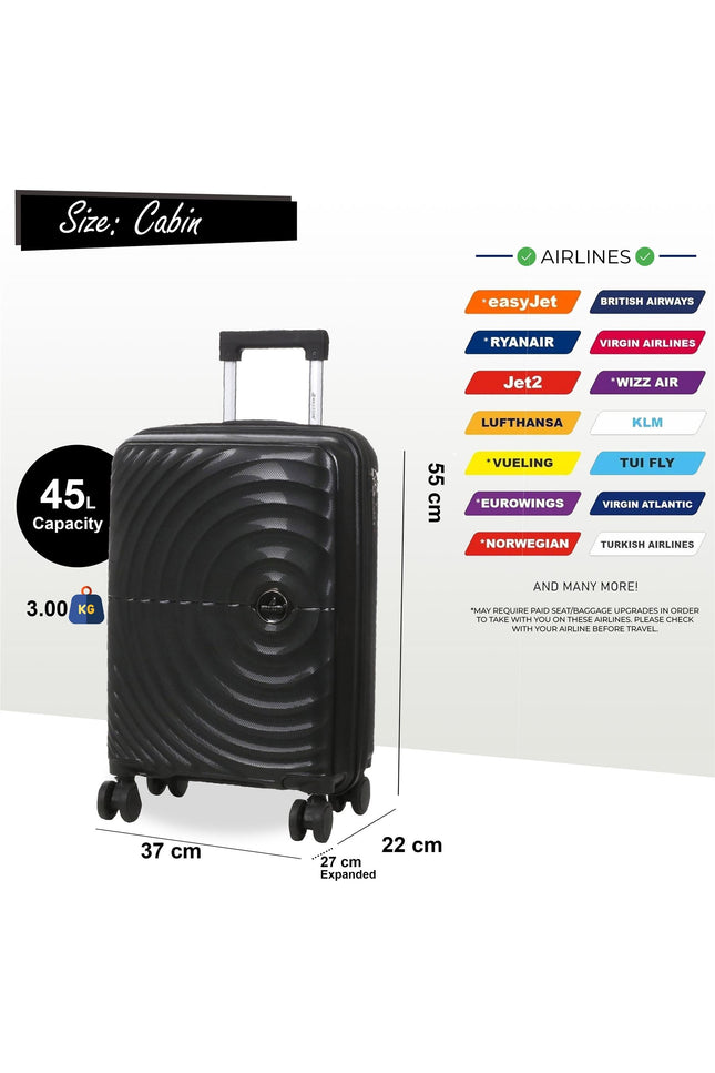 Balranald Cabin Hard Shell Suitcase in Black
