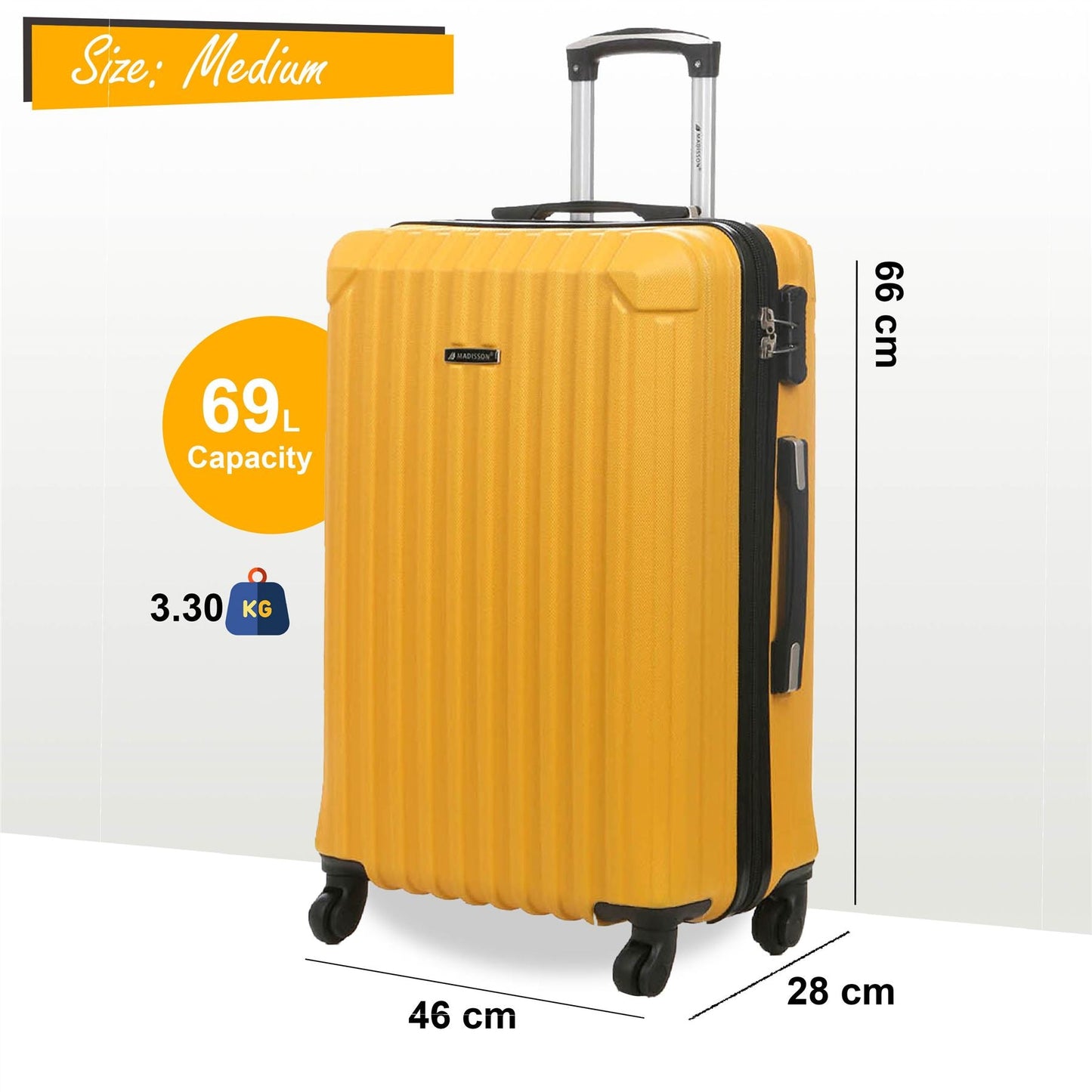 Corowa Medium Hard Shell Suitcase in Yellow