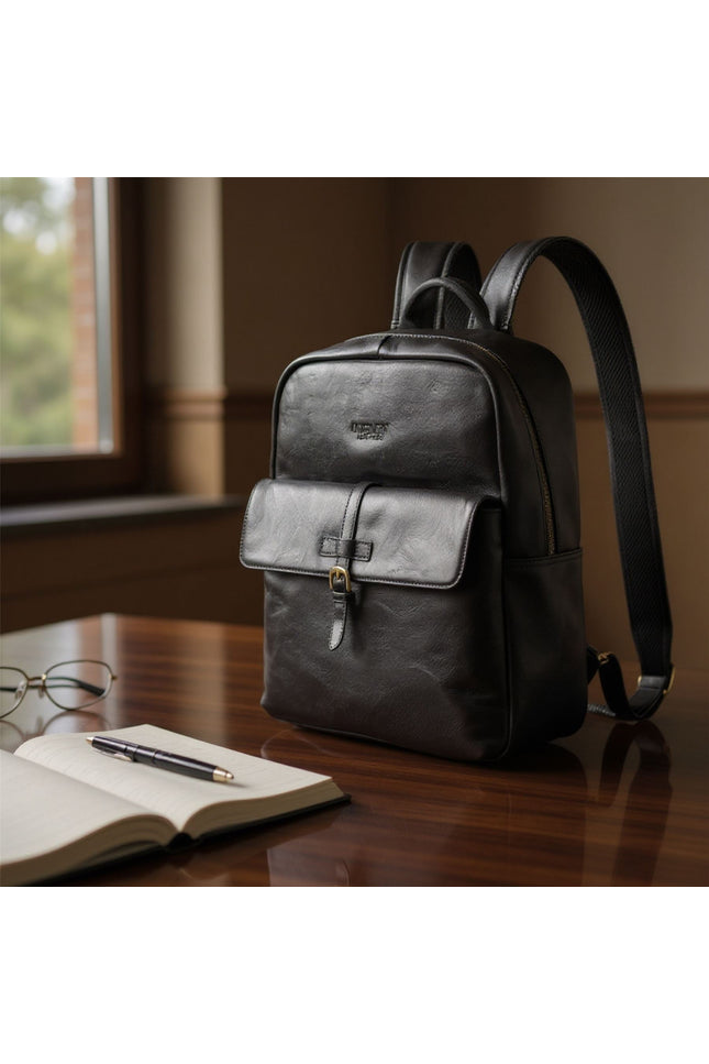 Genuine Leather Black Vintage Laptop Backpack Travel Bag - Cove
