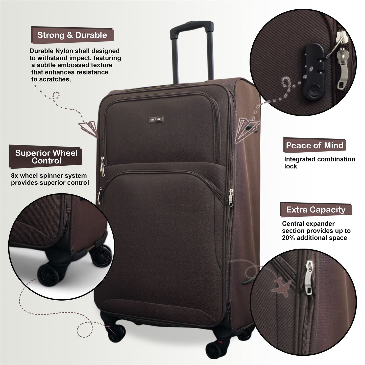 Gosford Set of 4 Soft Shell Suitcase in Brown