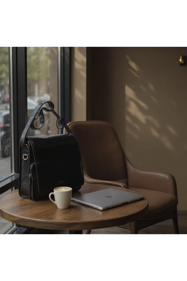 Leather Vintage Black Messenger Shoulder Crossbody Travel Business Bag - Ranger