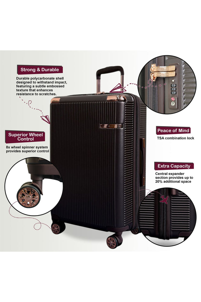 Cowra Set of 3 Hard Shell Suitcase in Marron