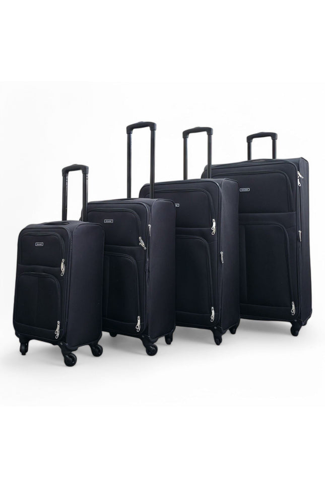 Tahara Set of 4 Soft Shell Suitcase in Black