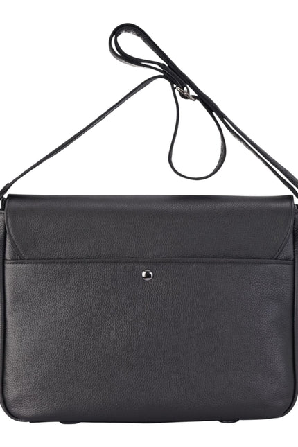 Genuine Leather Black Laptop Bag Travel Work Messenger Satchel - Camden