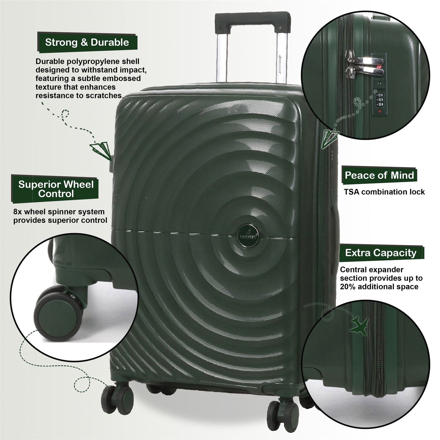 Balranald Large Hard Shell Suitcase in Dark Green