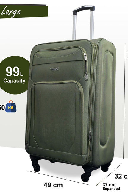 Nagoya Large Soft Shell Suitcase in Khaki