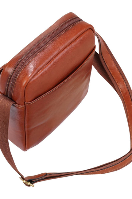 Genuine Leather Tan Vintage Crossbody Messenger Travel Bag - Ashby