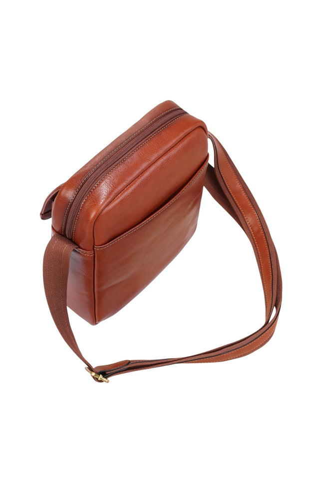 Genuine Leather Tan Vintage Crossbody Messenger Travel Bag - Ashby