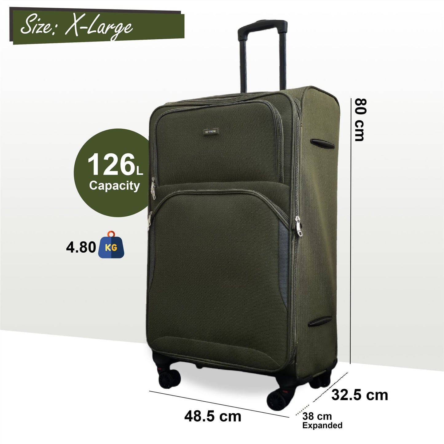 Gosford X-Large Soft Shell Suitcase in Green