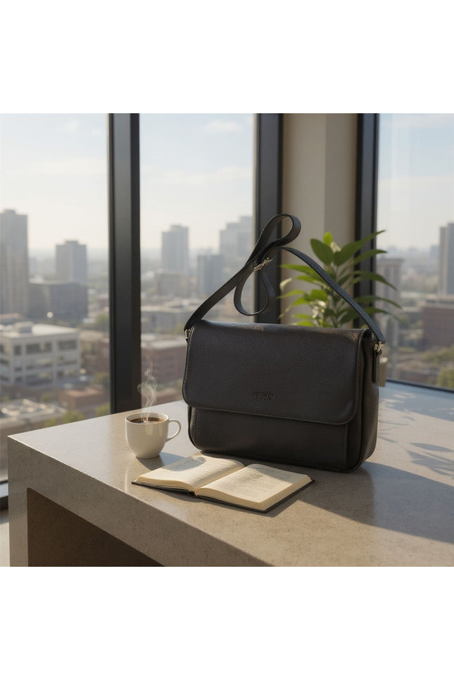 Genuine Leather Black Laptop Bag Travel Work Messenger Satchel - Camden