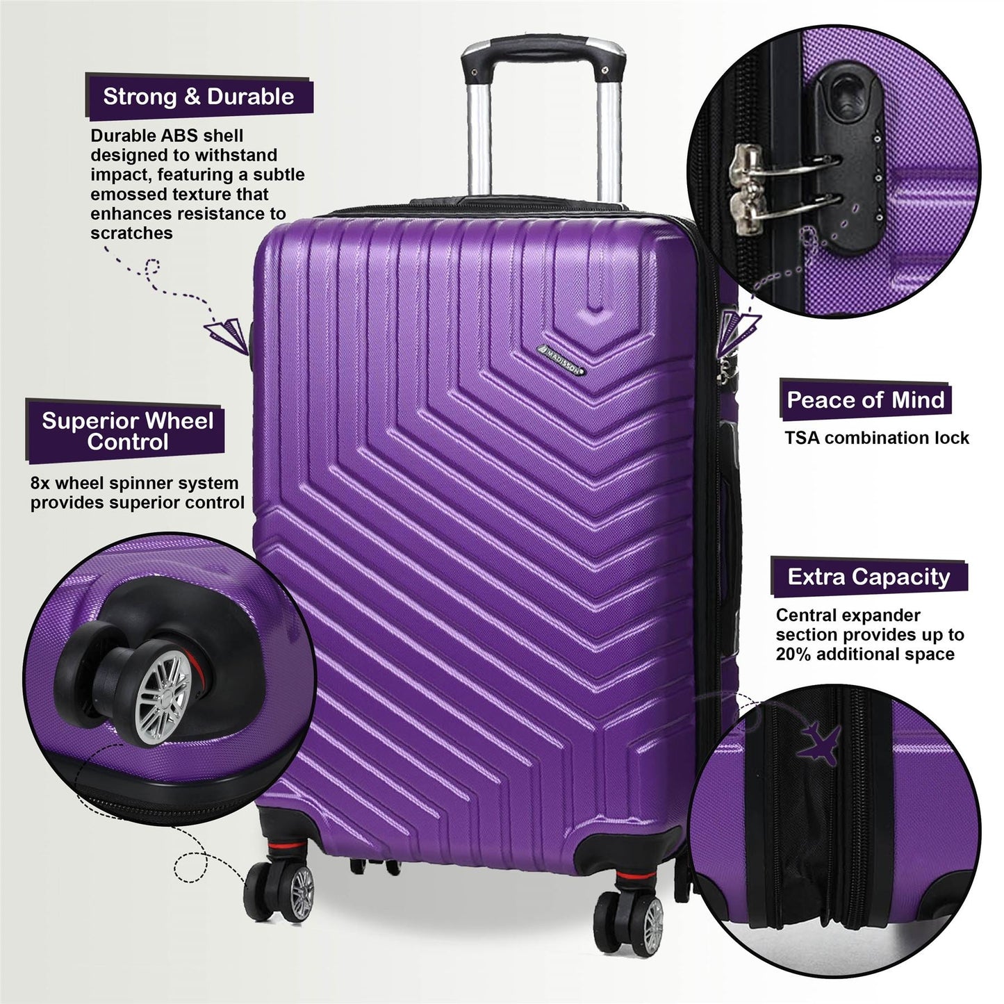 Bega Cabin Hard Shell Suitcase in Purple