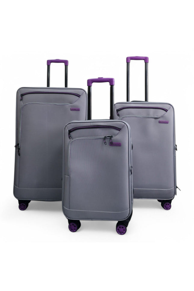 Handa Set of 3 Soft Shell Suitcase in Grey