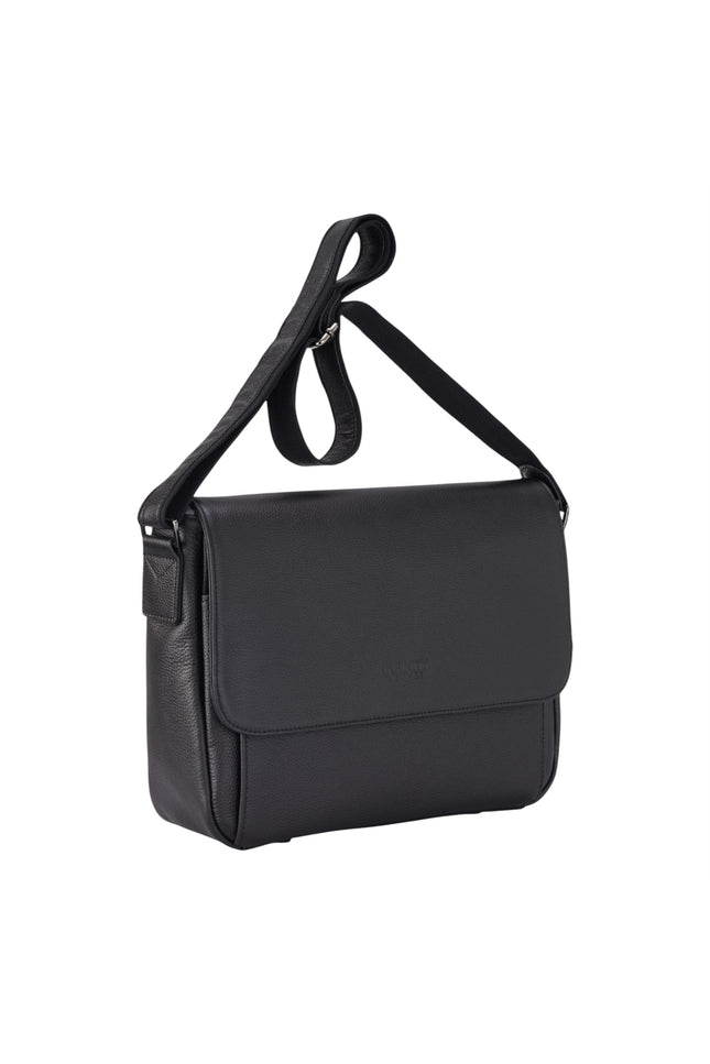 Genuine Leather Black Laptop Bag Travel Work Messenger Satchel - Camden