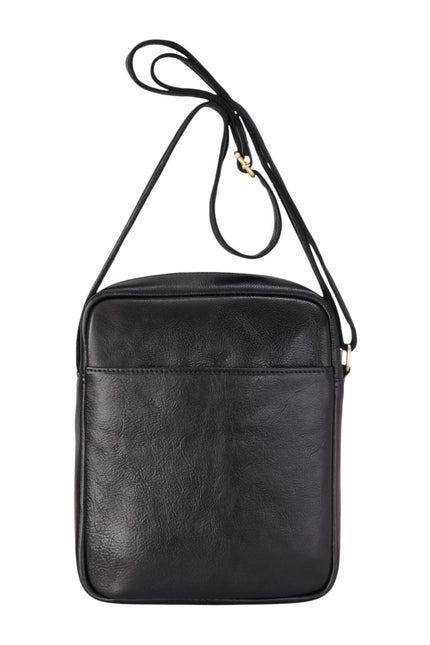 Genuine Leather Black Vintage Crossbody Messenger Travel Bag - Ashby