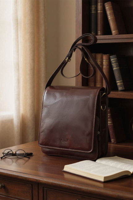 Leather Vintage Brown Messenger Shoulder Crossbody Travel Business Bag - Ranger