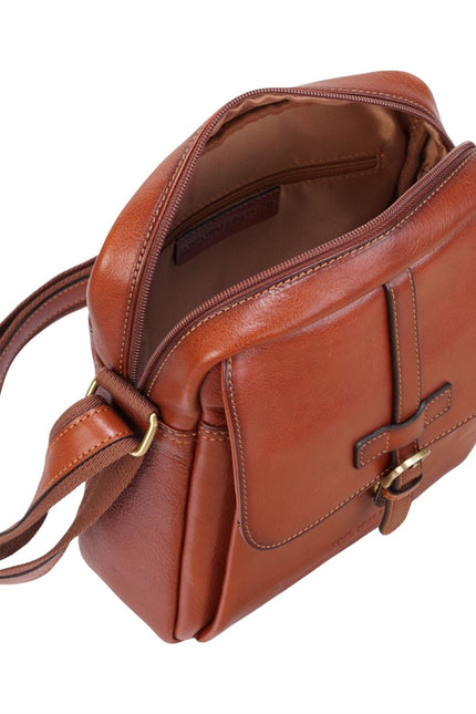 Genuine Leather Tan Vintage Crossbody Messenger Travel Bag - Ashby