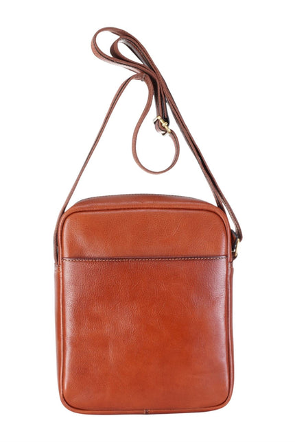 Genuine Leather Tan Vintage Crossbody Messenger Travel Bag - Ashby