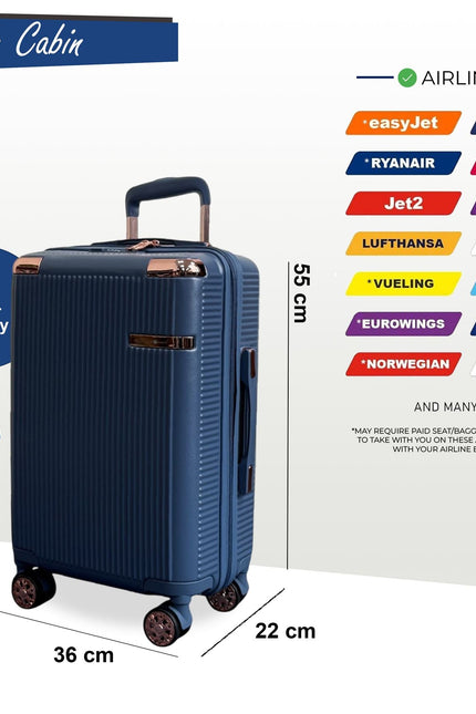 Cowra Cabin Hard Shell Suitcase in Navy Blue