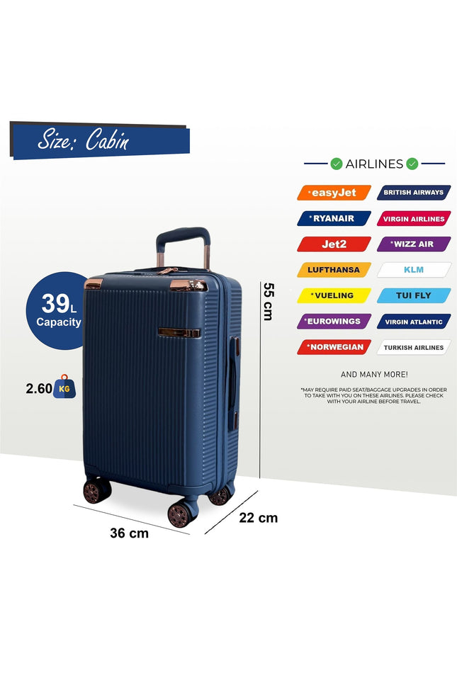 Cowra Cabin Hard Shell Suitcase in Navy Blue