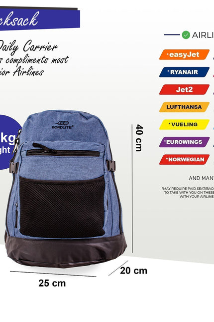 Backpack Rucksack 40x 20 x25cm Underseat Travel Cabin Bag for Ryanair, Easy Jet Navy