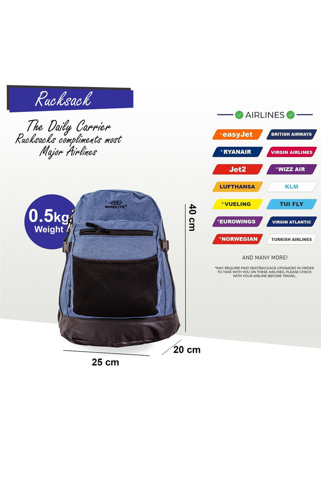 Backpack Rucksack 40x 20 x25cm Underseat Travel Cabin Bag for Ryanair, Easy Jet Navy